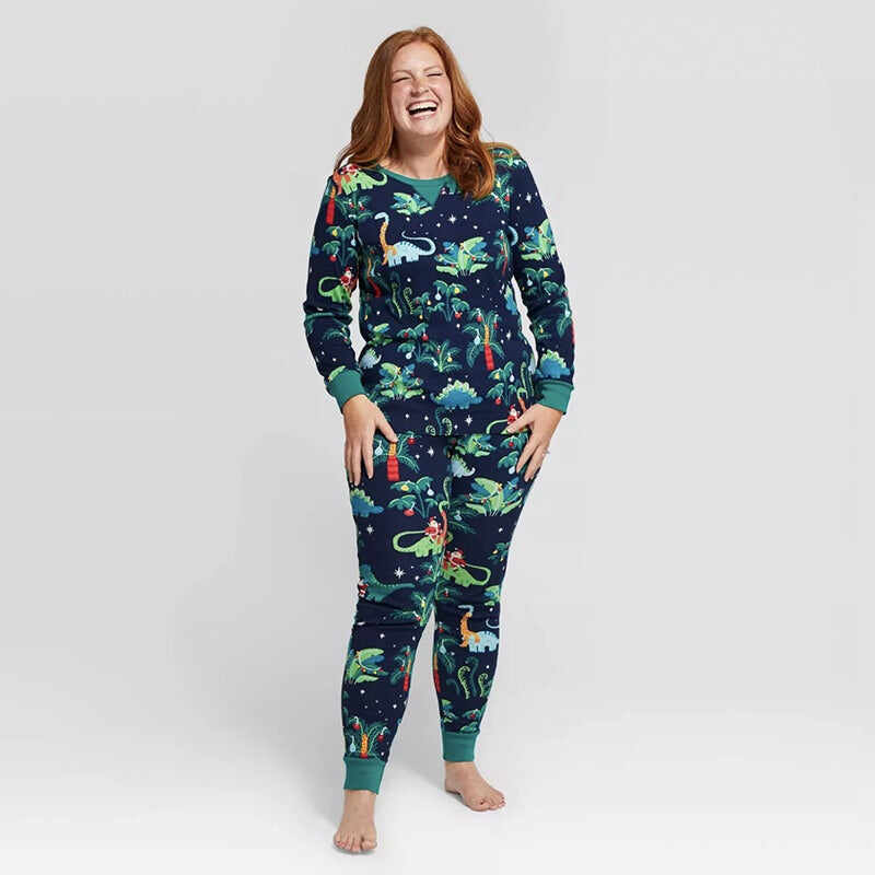 Family Matching Printed Dinosaur Christmas Pajamas Sets Sleepwear