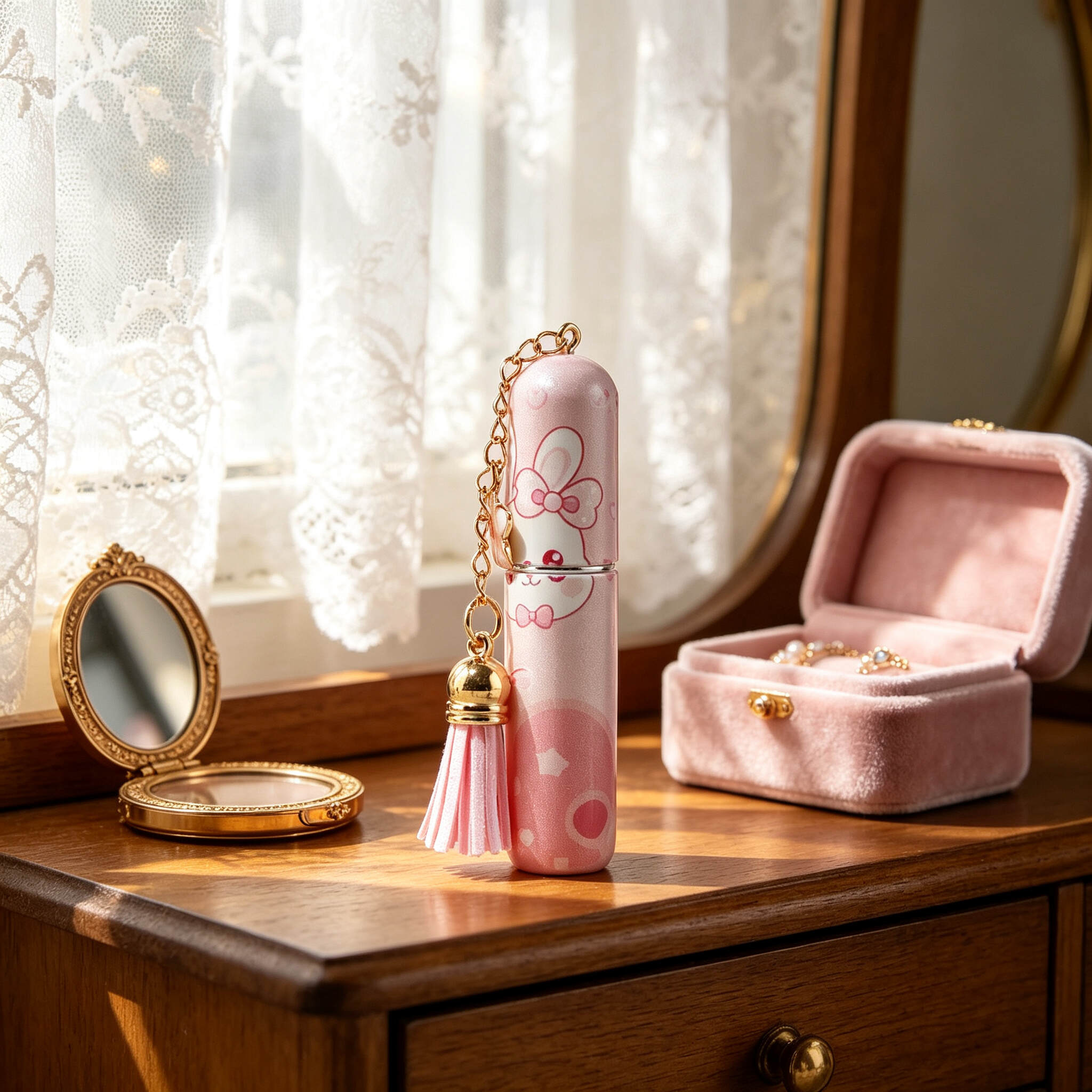 Kawaii Pink Cartoon Rabbit Mini Perfume Spray Bottle With Tassel Charm