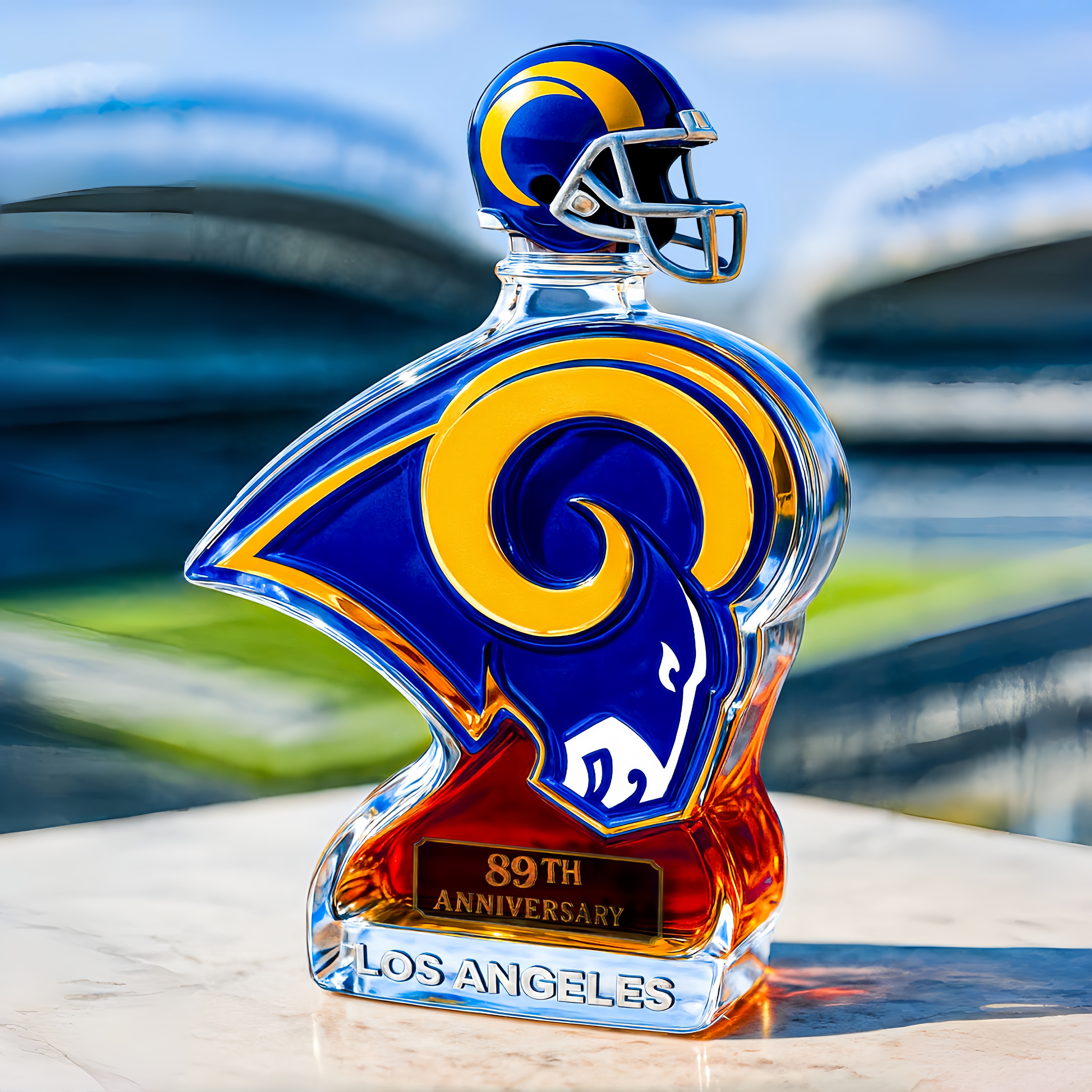 Los Angeles Rams 89th Anniversary Whiskey Bottle