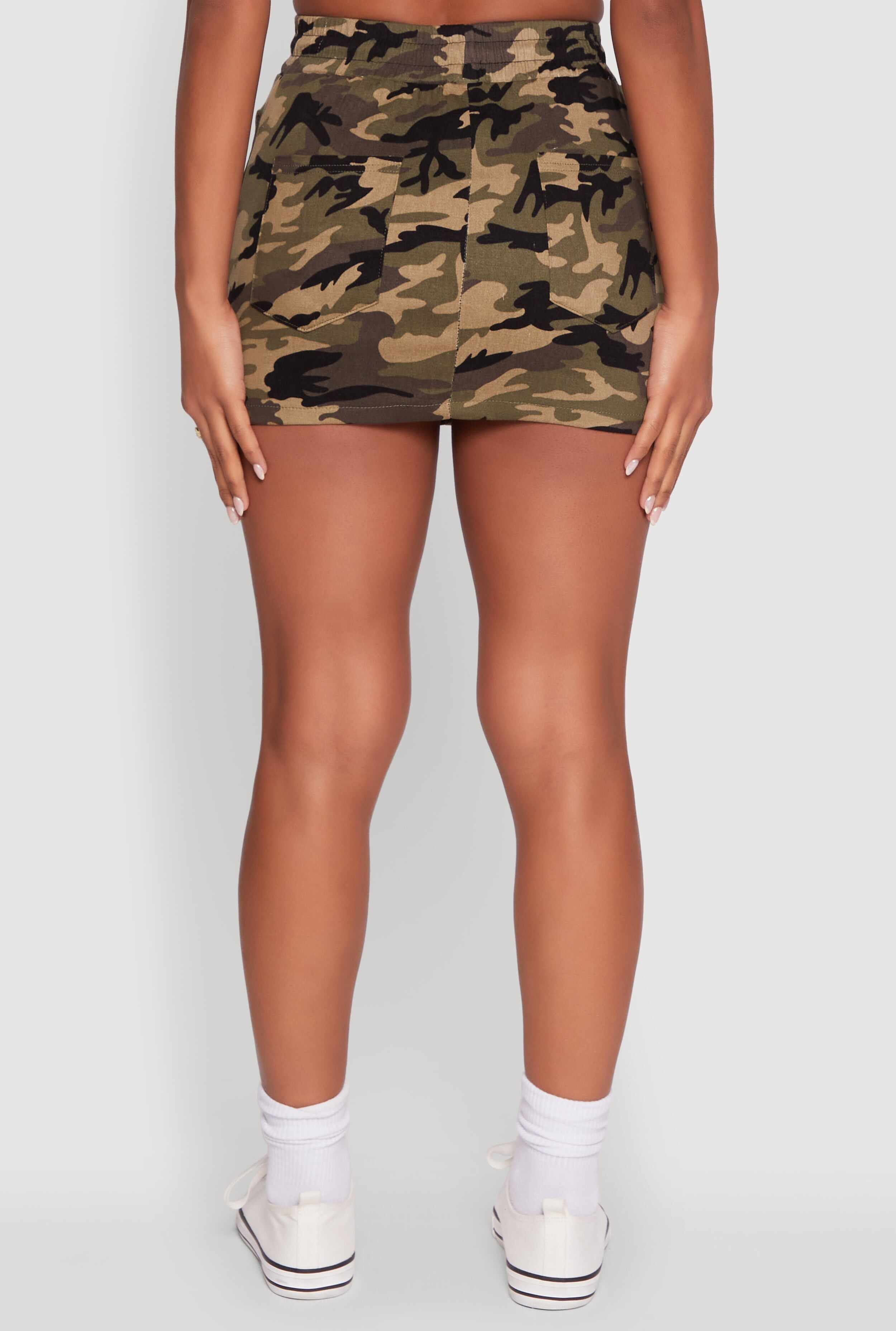 Trendy Camo Zip Pocket Mini Skirt