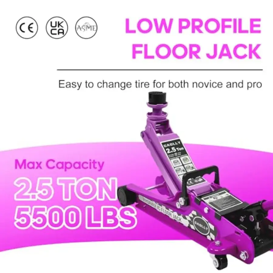 2.5-3Ton Low-Profile Professional Floor Jack with RAPID PUMP, Purple