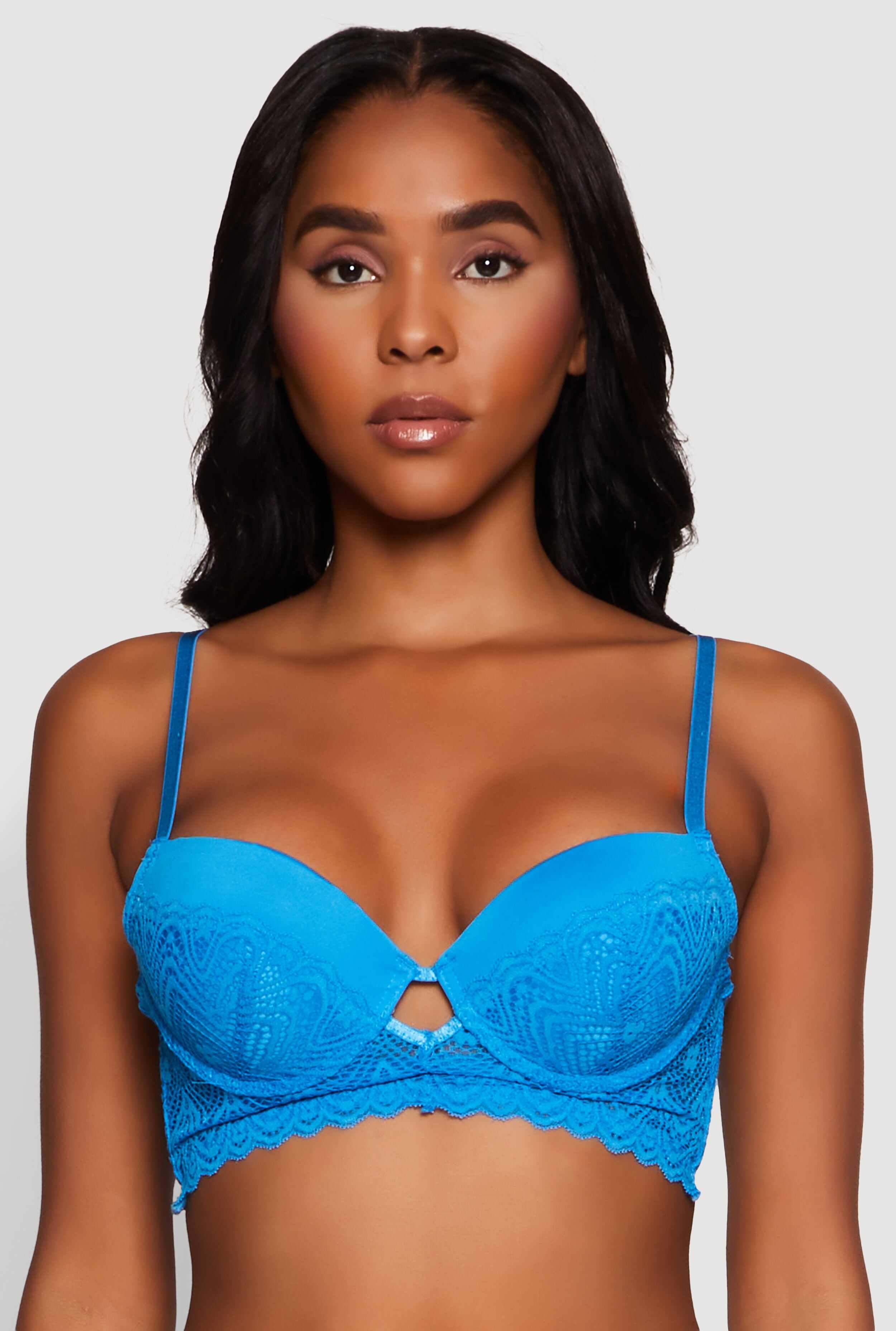 Lace Keyhole Push Up Plunge Bra