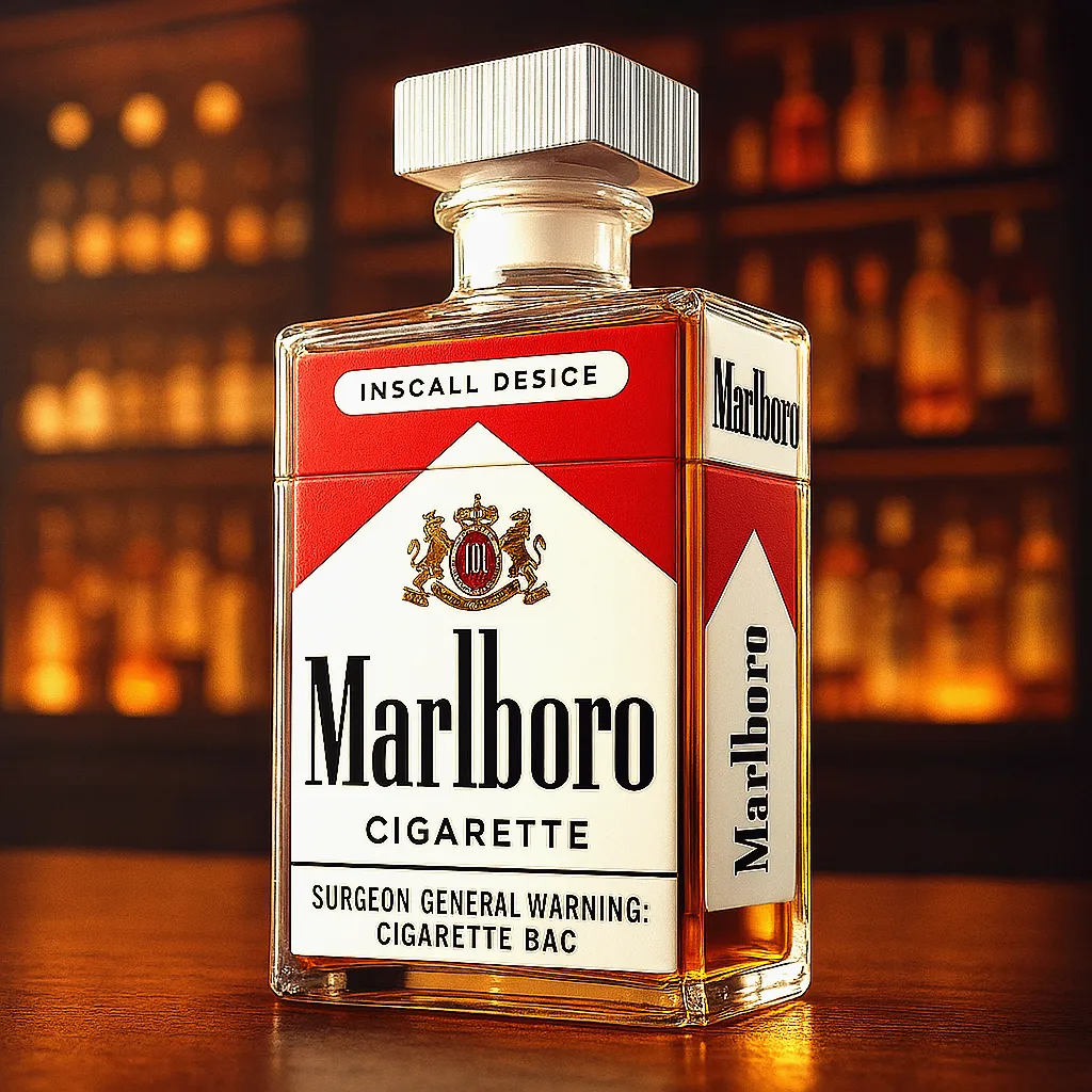 Cigarette box-inspired whisky bottle