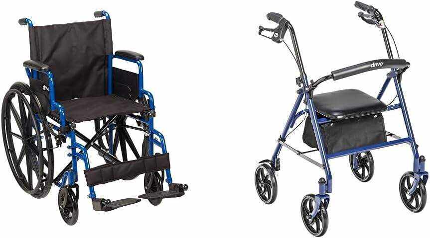Drive Medical BLS18FBD-ELR Blue Streak Lightweight Wheelchair with Swing-Away Elevating Leg Rests and Flip-Back Arms