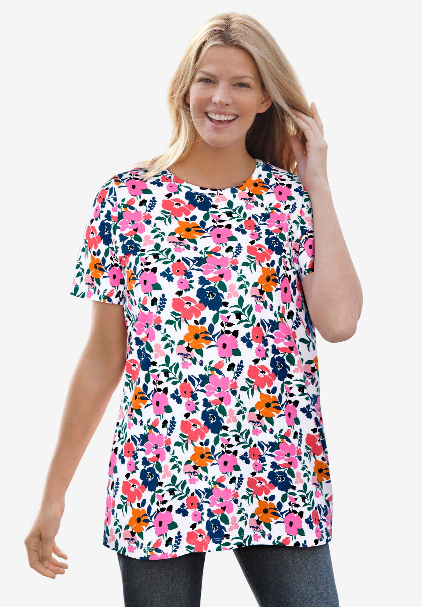 Perfect Printed Short-Sleeve Crewneck Tee