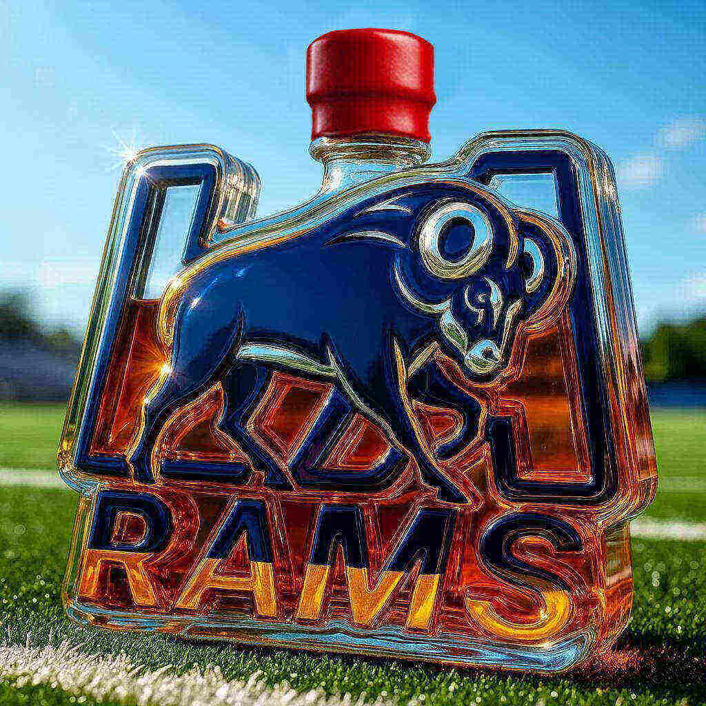 LA Rams Whiskey Bottle