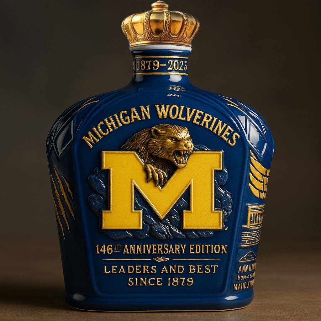 Michigan Wolverines 146th Anniversary Whiskey Bottle