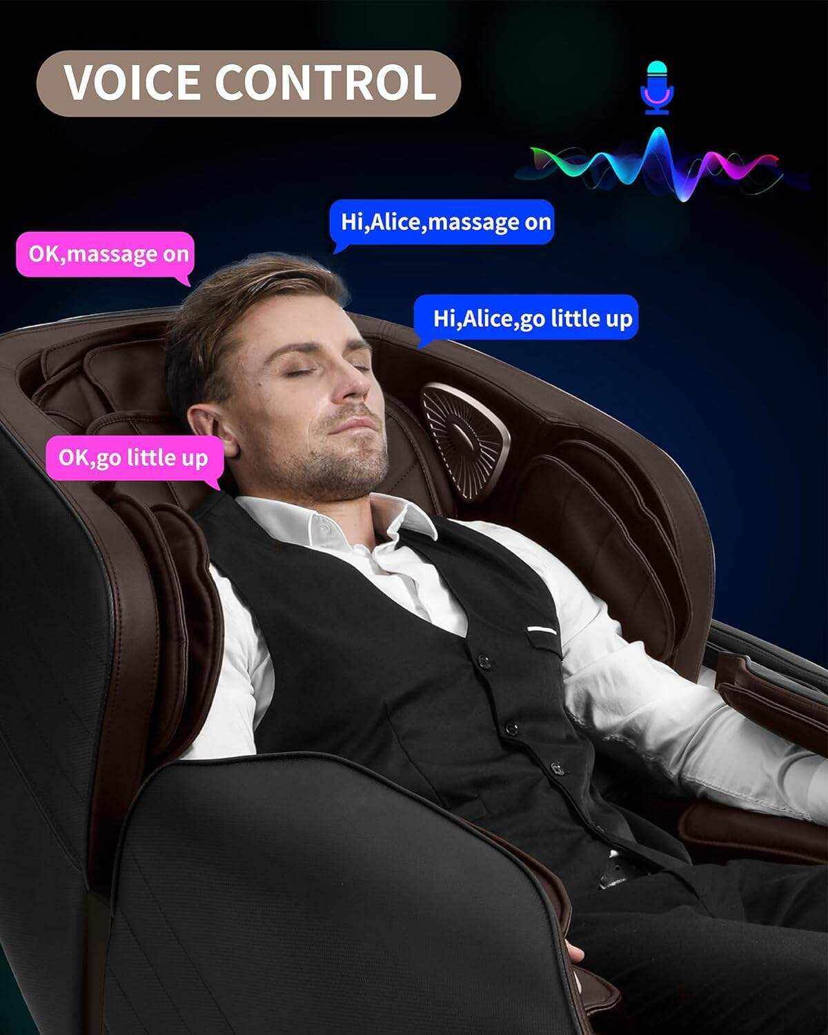 PUDO 2023 4D Massage Chair Full Body | Zero Gravity Shiatsu Massage Chairs Recliner with AI Voice with Heated SL Track Bluetooth Speaker Airbag Yoga Stretch, Foot Roller Auto Legrest (Beige)