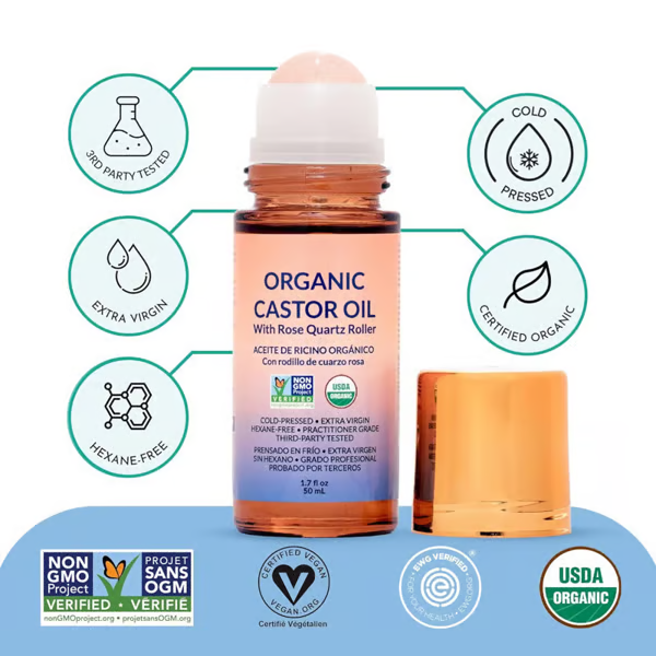 🌿 ✨ Organic Castor Oil Roll-On - For Radiant Skin, Lush Hair & Relaxation