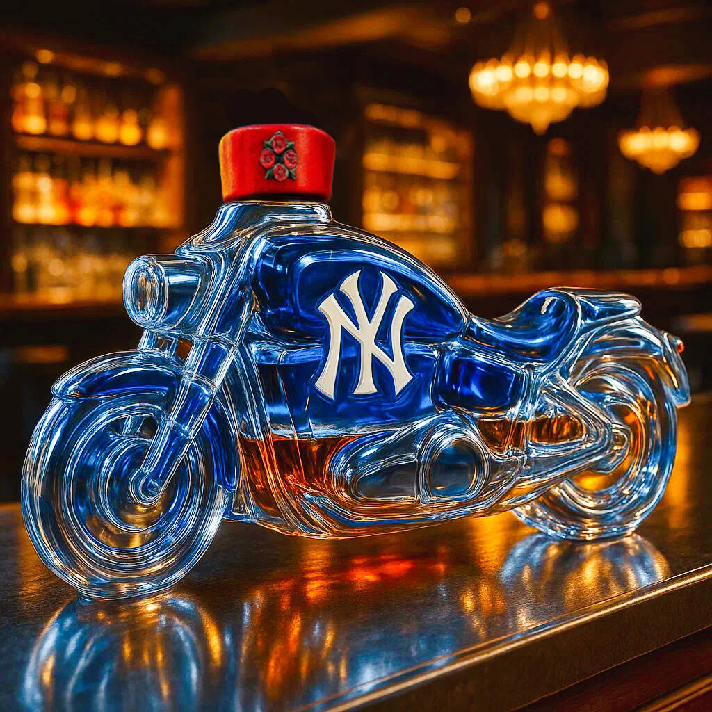 New York Yankees Motorcycle Whiskey Bottle