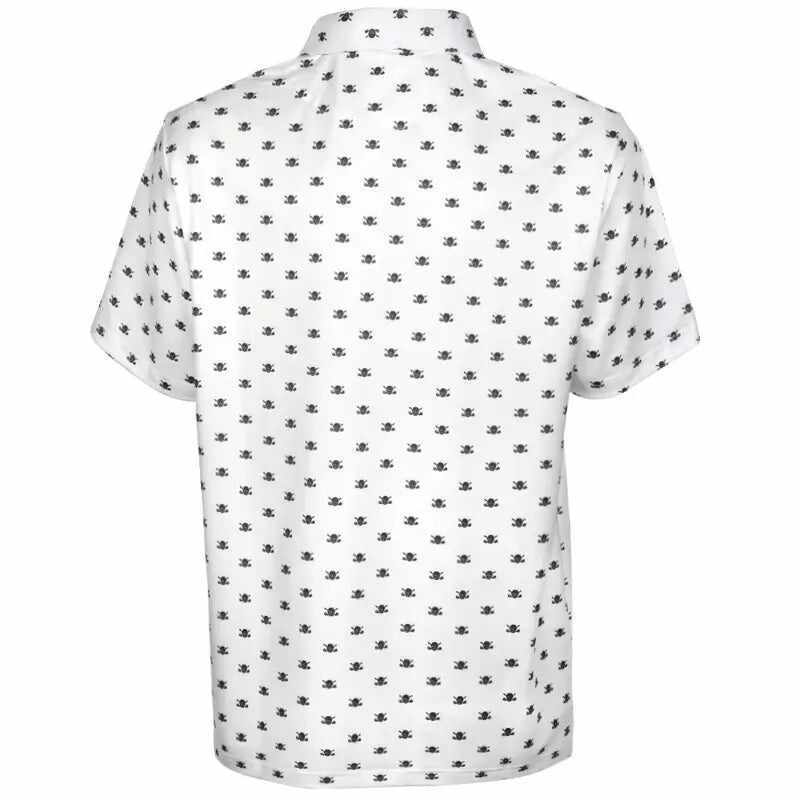Micro Skull Cool-Stretch Men's Golf Shirt (White)