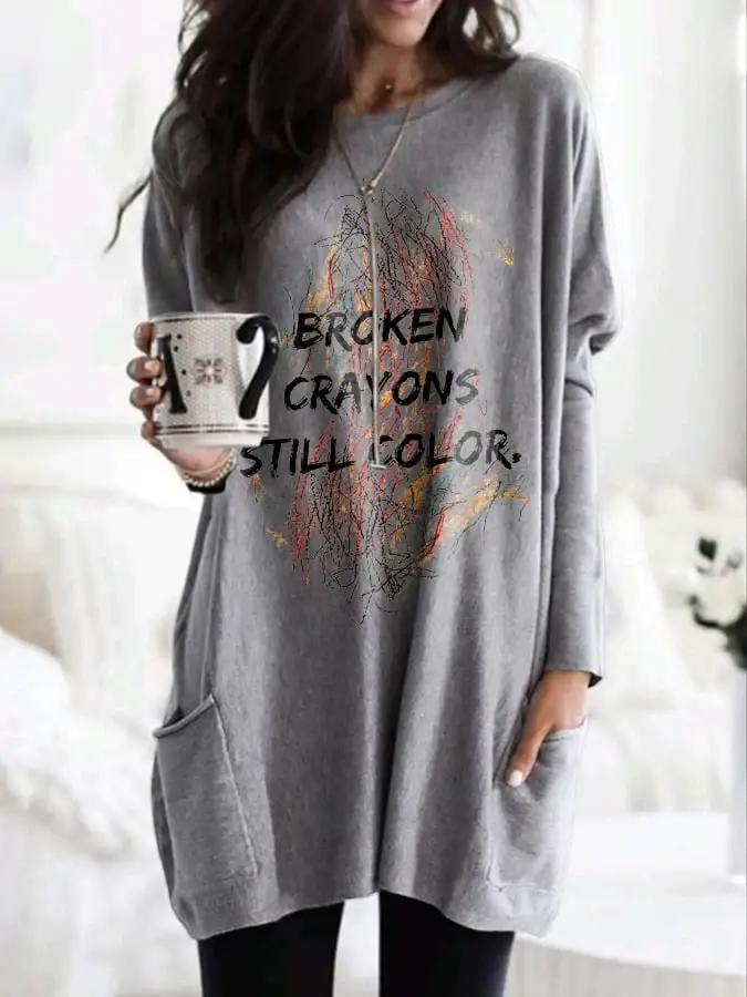 Broken Crayons Still Color Dress With Pockets Print Cloth