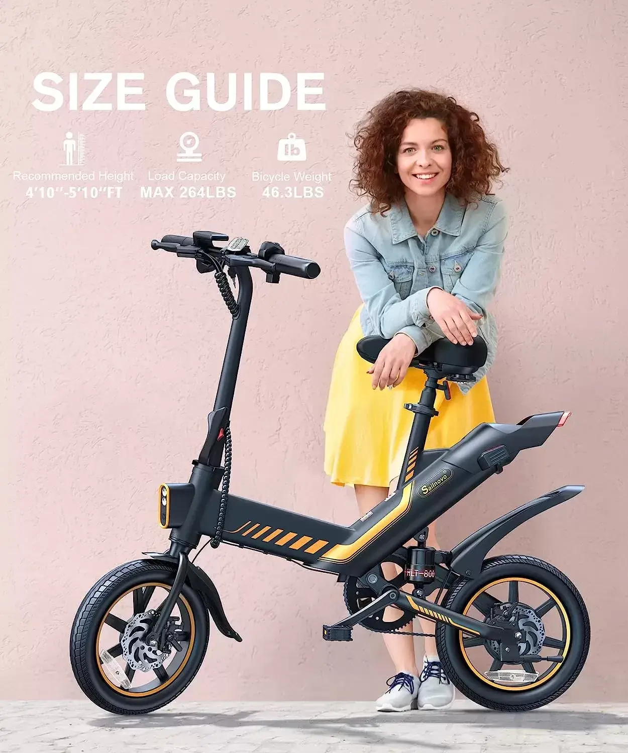 Sailnovo Electric Bike, Electric Bicycle with 18.5mph Electric Bikes for Adults Teens E Bike with Pedals, 14