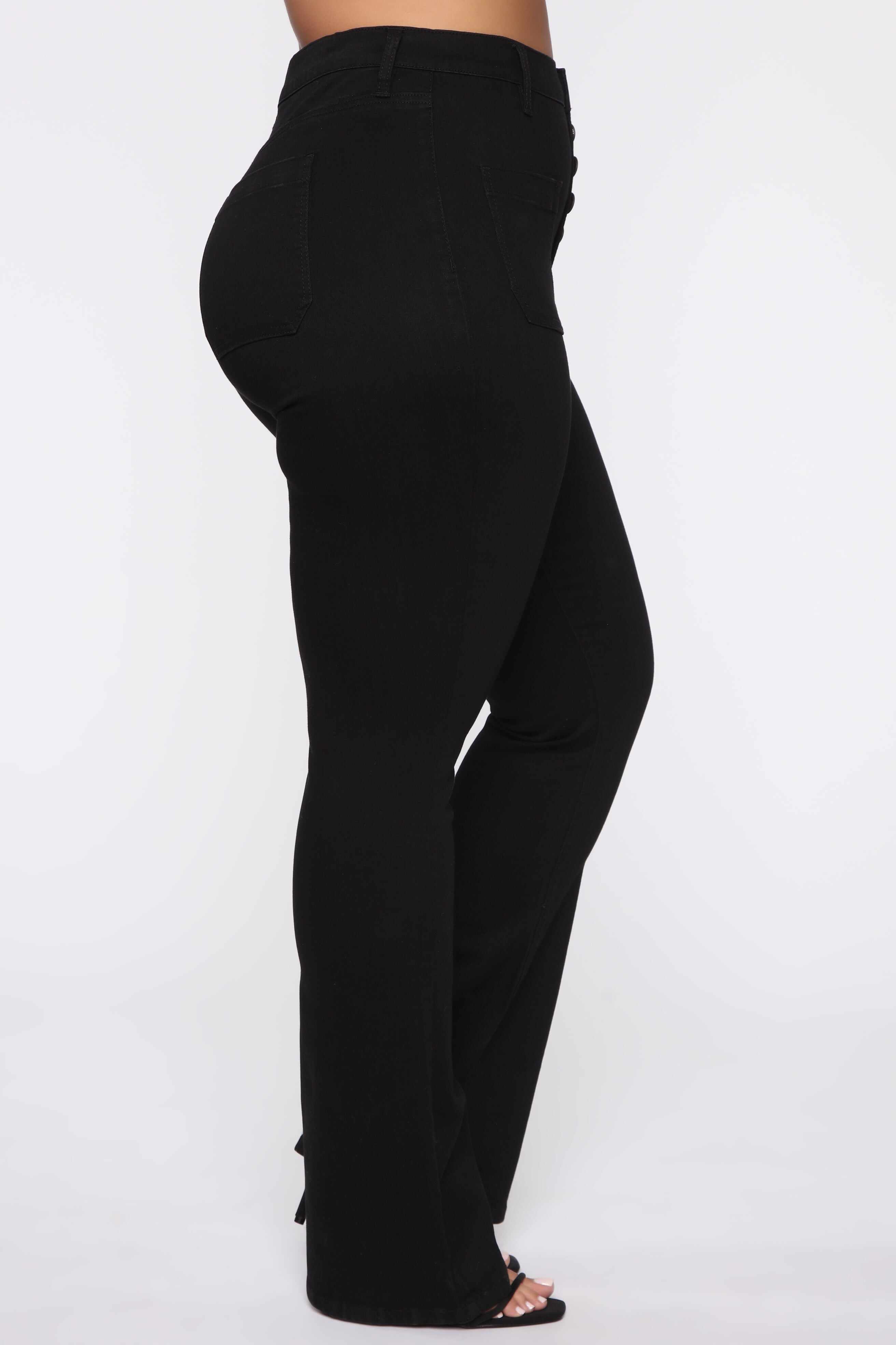 Katt Flare Button Jeans - Black