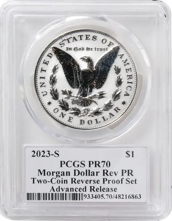 2023 6 PC Morgan and Peace Silver Dollars MS70/PF70/ R70 Advance Release PCGS Founders Mark of Distinction Holders Signed by John Dannreuther