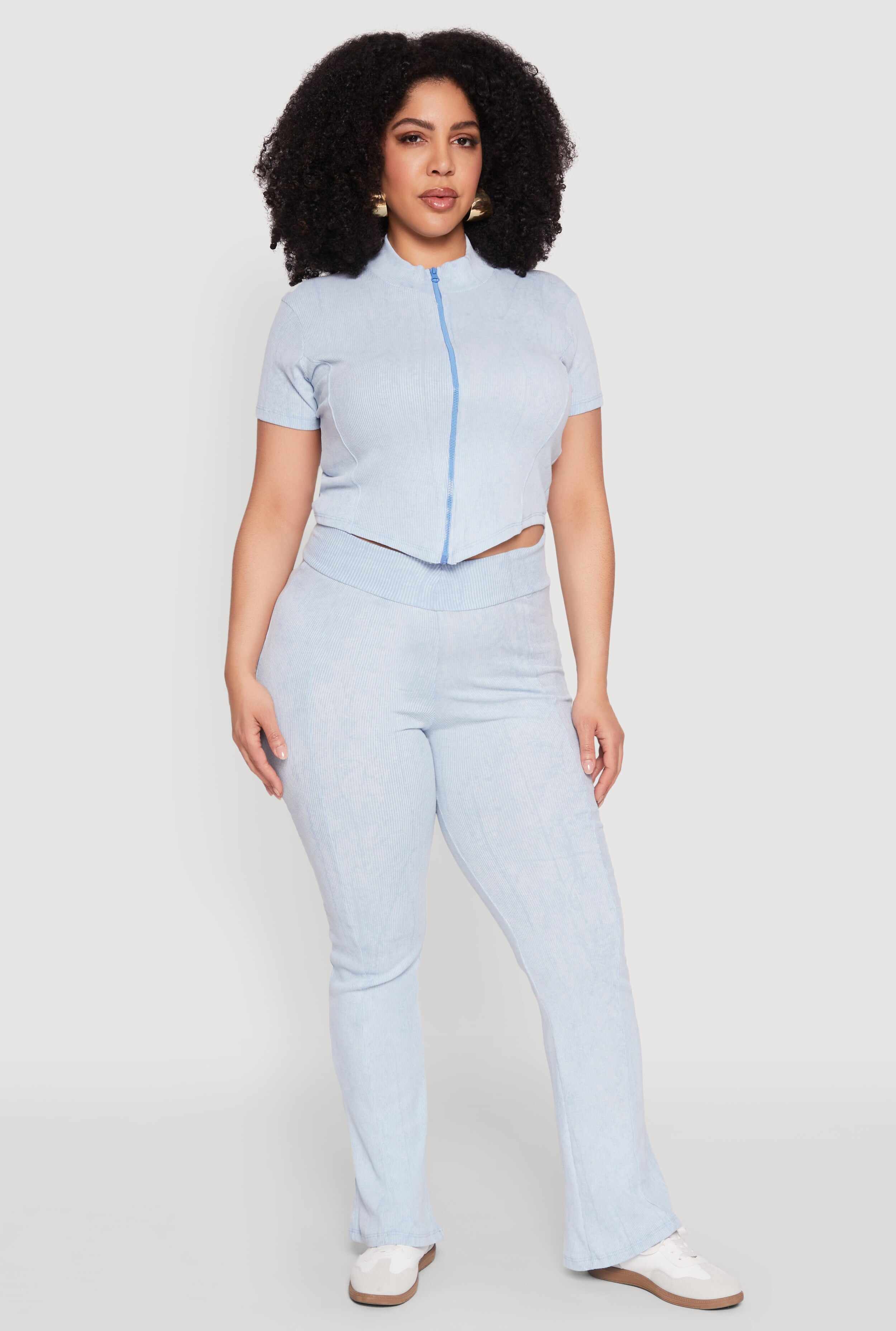 Plus Size Mineral Wash Boot Cut Pants