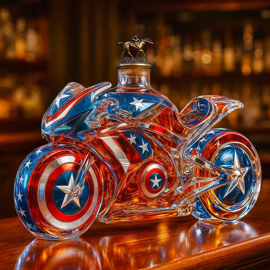 Captain America Motorcycle Whiskey Bottle