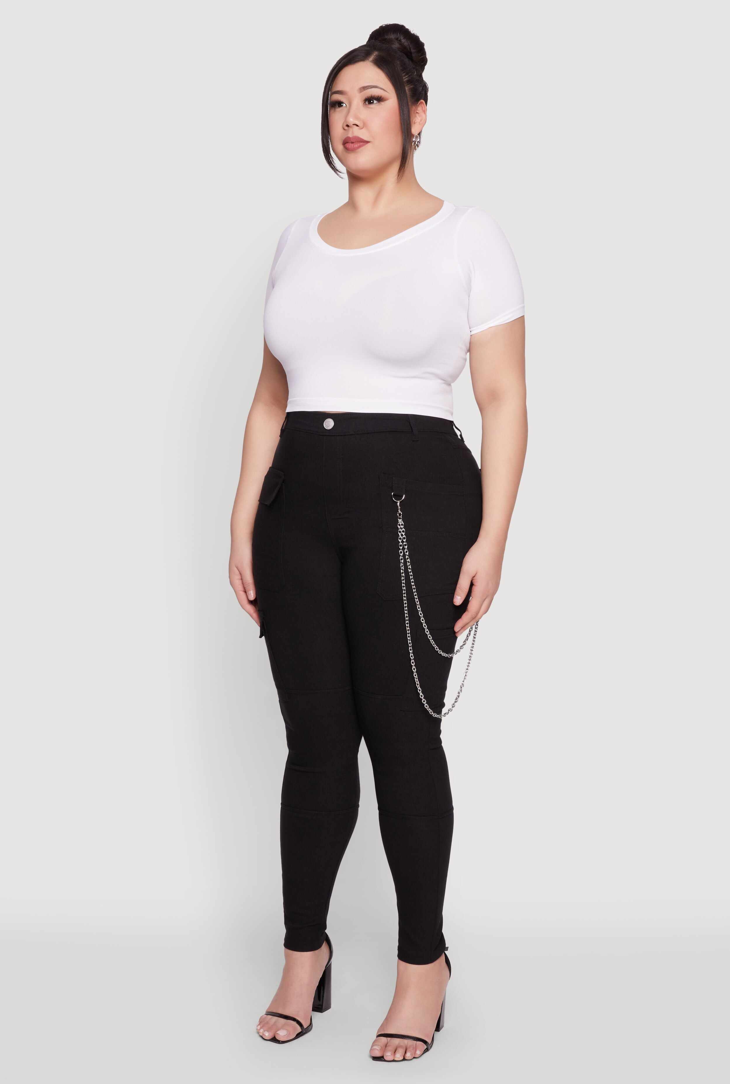 Plus Size Chain Detail Cargo Pants