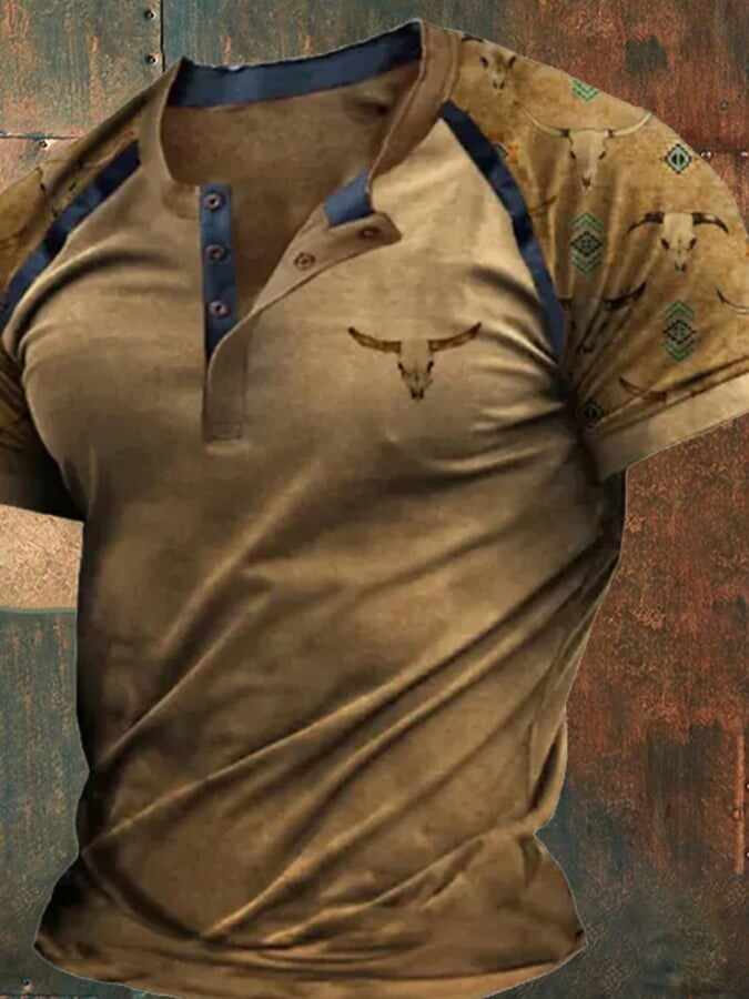 Vintage Western Print Short Sleeve T-Shirt