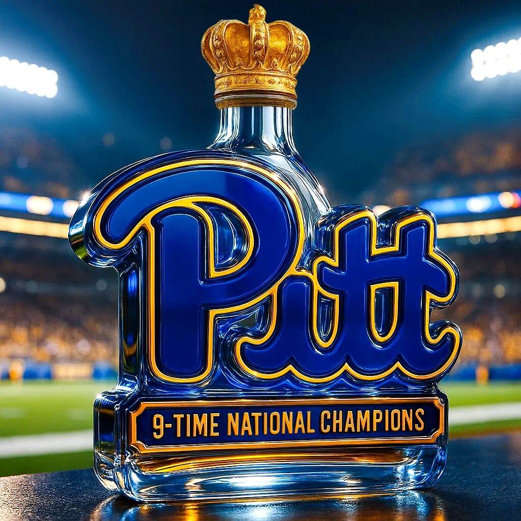 Pittsburgh Panthers 9-Time National Champion Whiskey Bottle