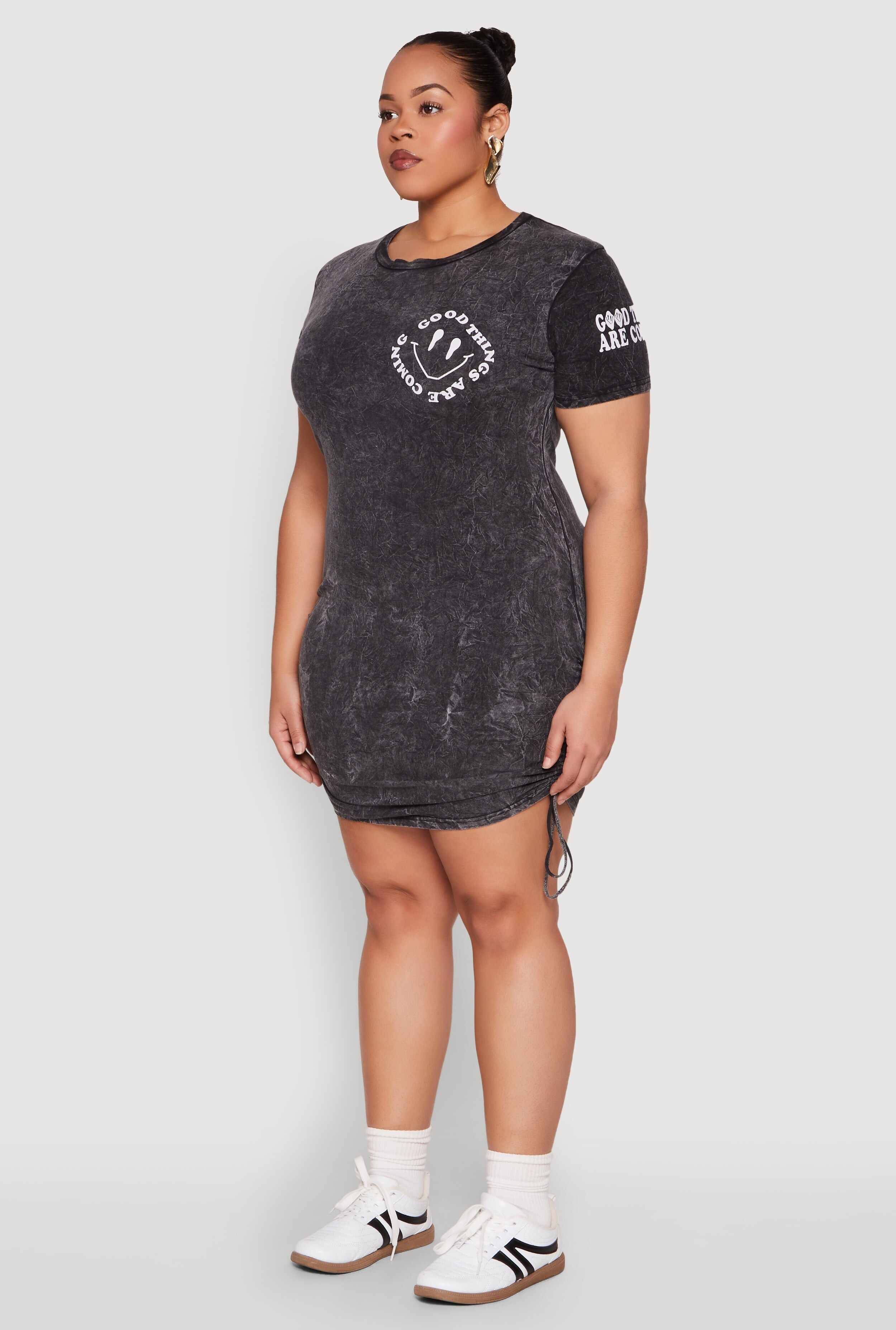 Plus Size Mineral Wash Good Things Are Coming Dress