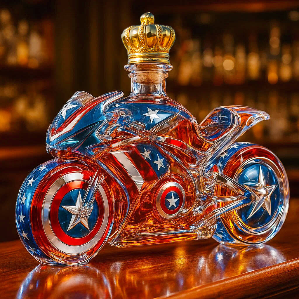 Captain America Motorcycle Whiskey Bottle