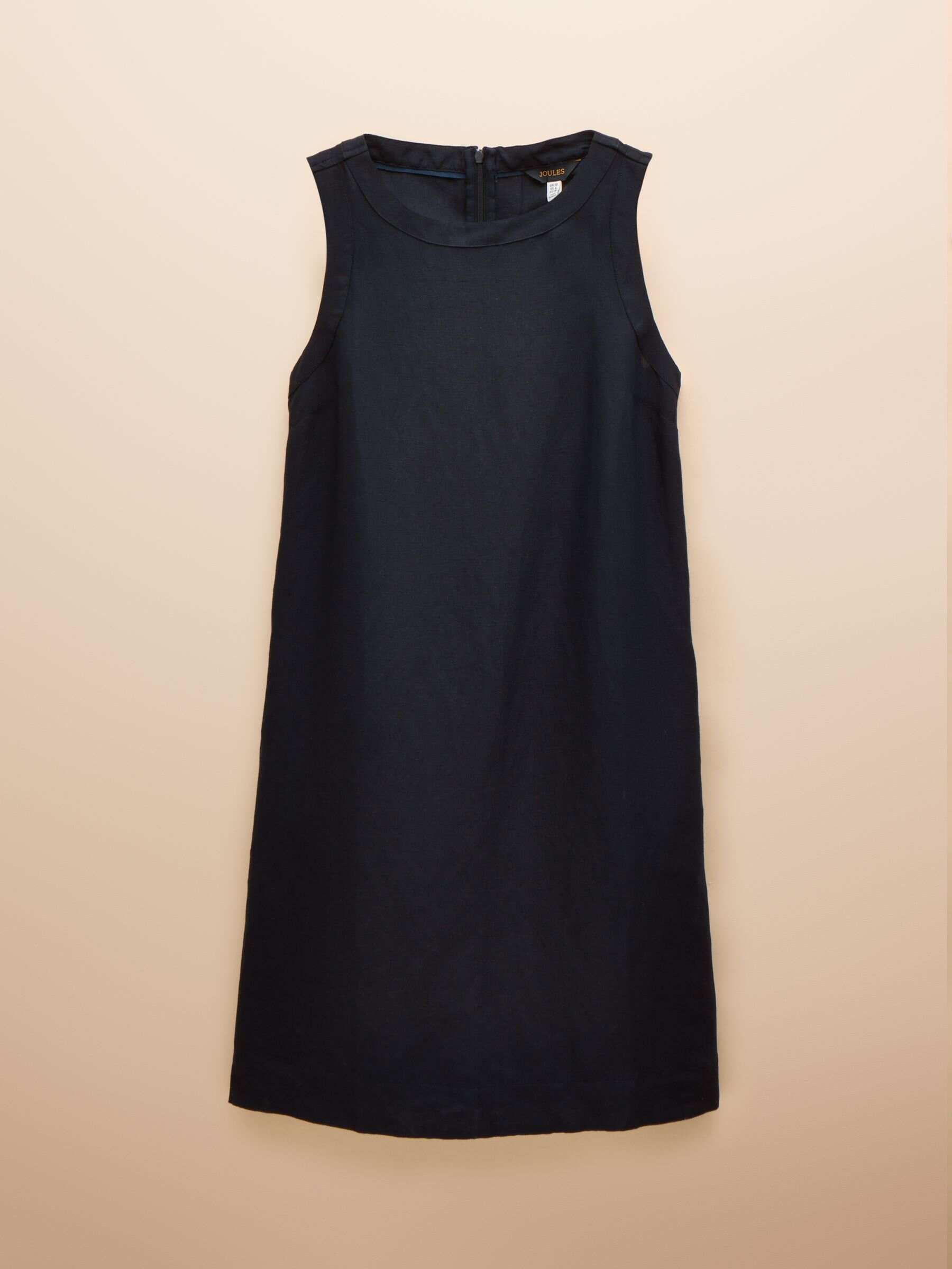 Delphine Navy Blue Shift Dress With Linen