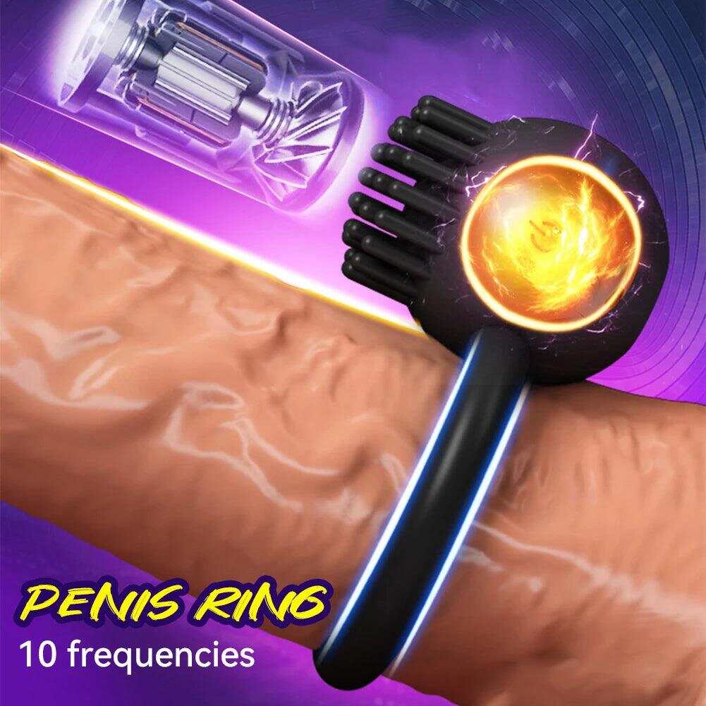 USB Rechargeable Silicone Vibrating Penis Ring – 10 Modes for Couples