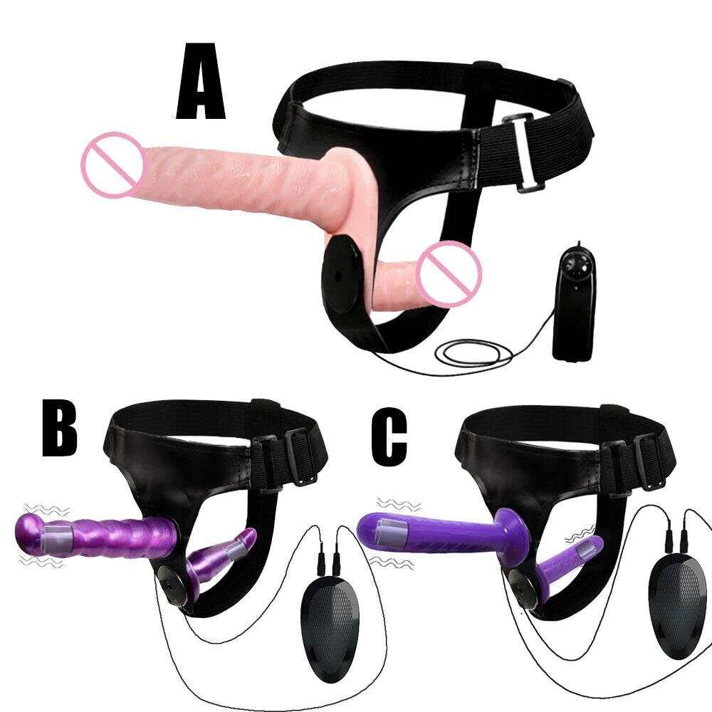 Double Penis Realistic Dildo Vibrator: Ultra Elastic Strap-On Harness for Women - Adult Sex Toy for Lesbians