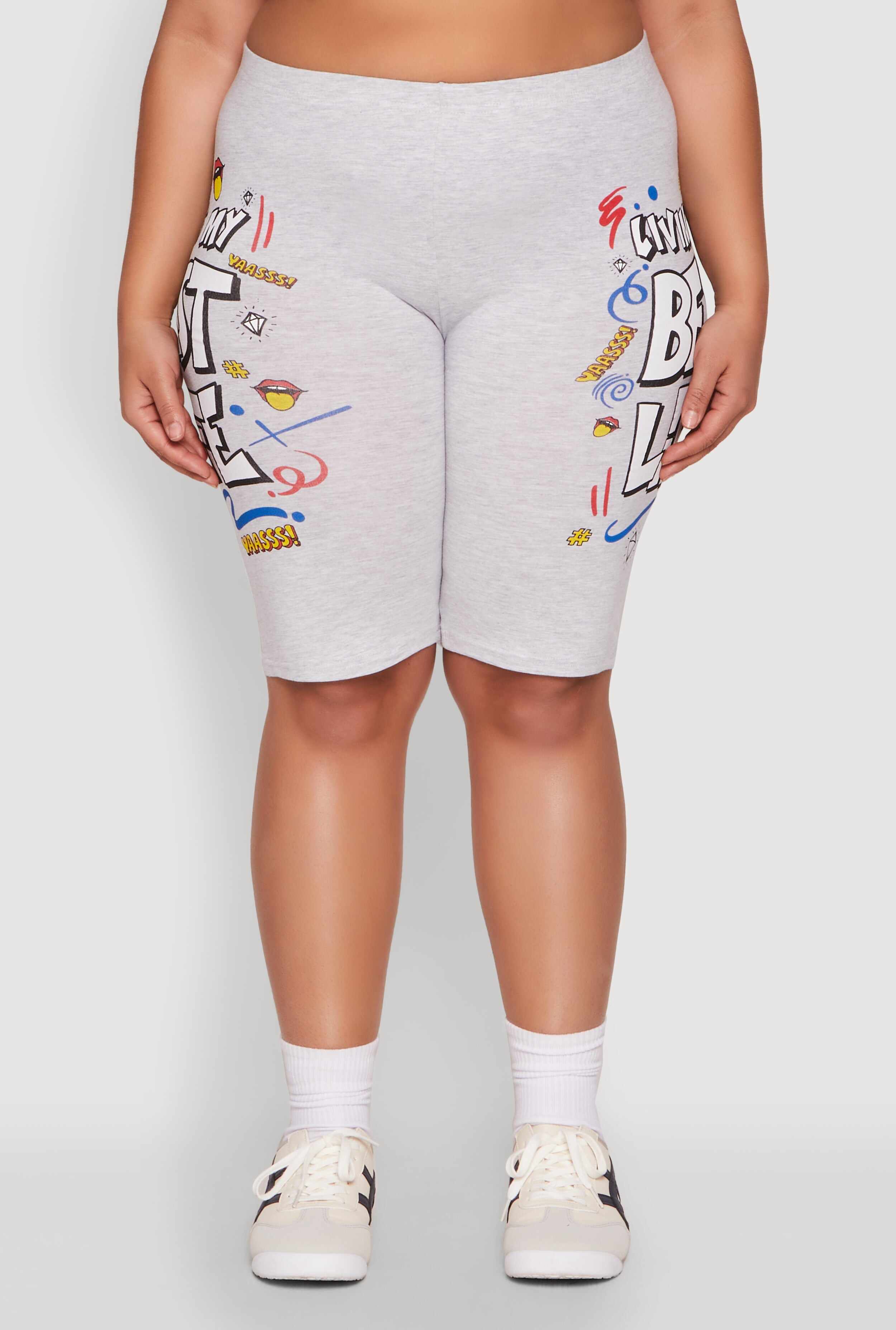 Plus Size Living My Best Life Graphic Shorts