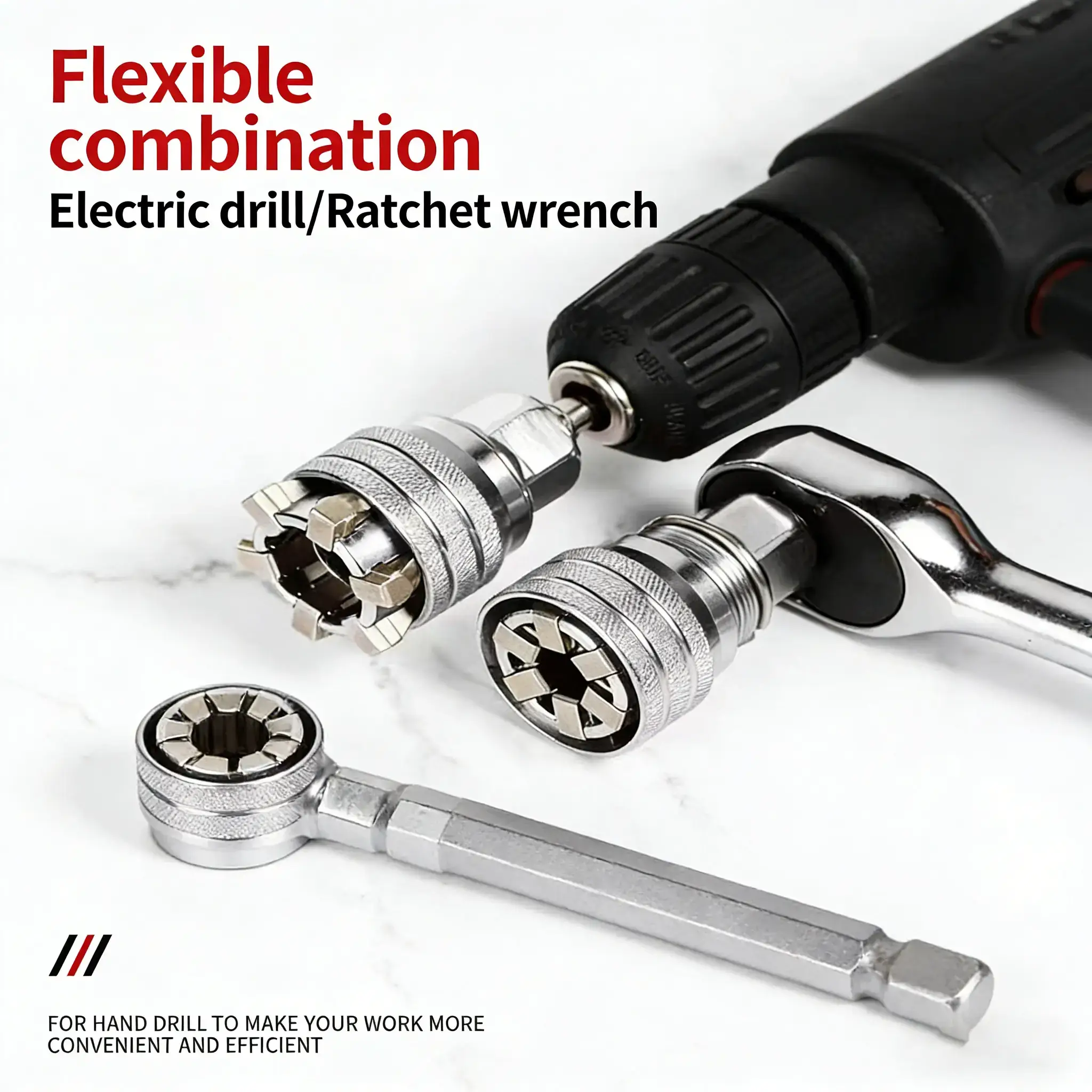 Multi-Function Universal Socket Wrench Tool - Universal Maintenance Tool, Adjustable Universal Socket Wrench, Universal Socket Tool for 3/8