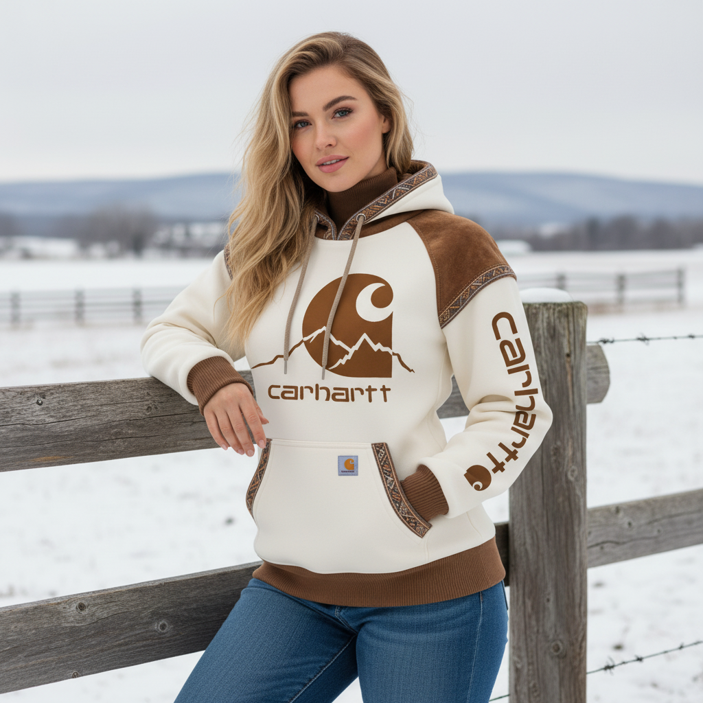 Women's Retro Ethnic Style Stand Collar Hooded Sweatshirt set