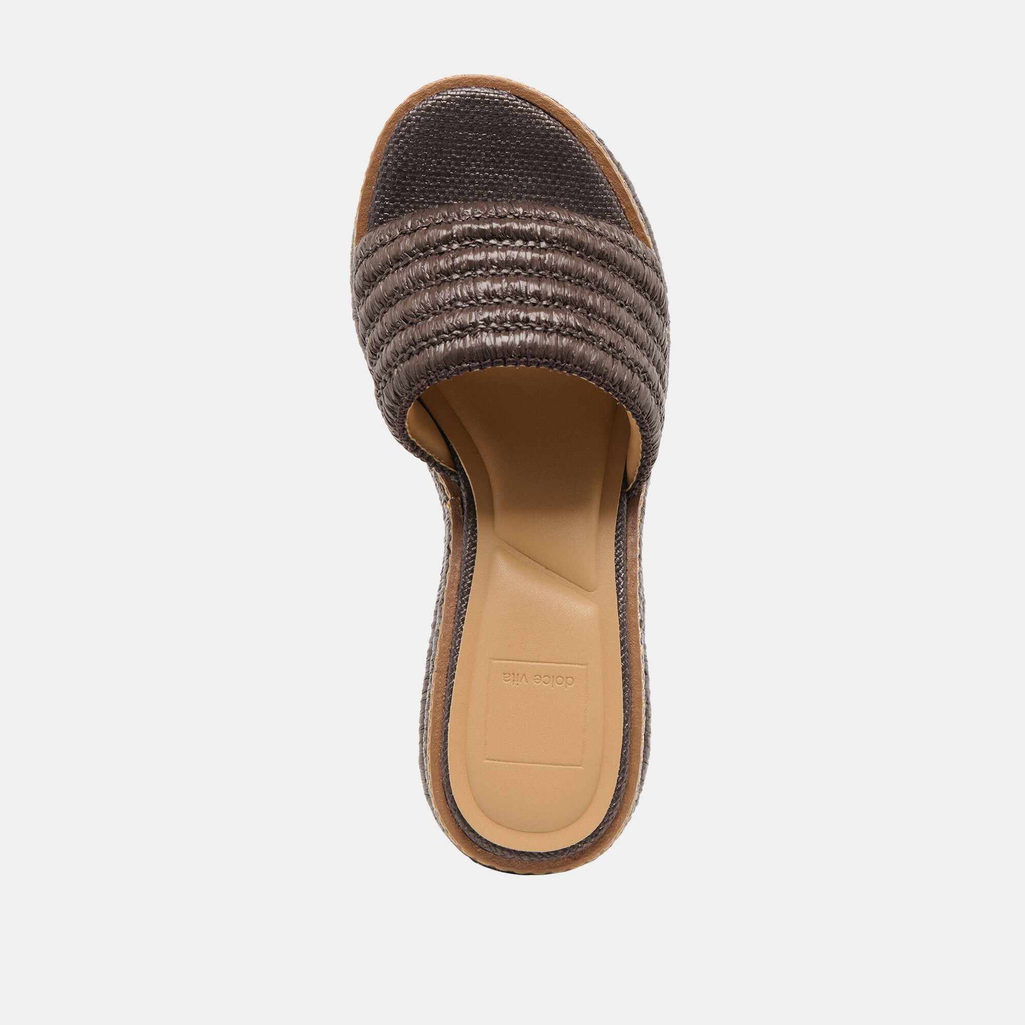THRONE WIDE WEDGES CHOCOLATE RAFFIA