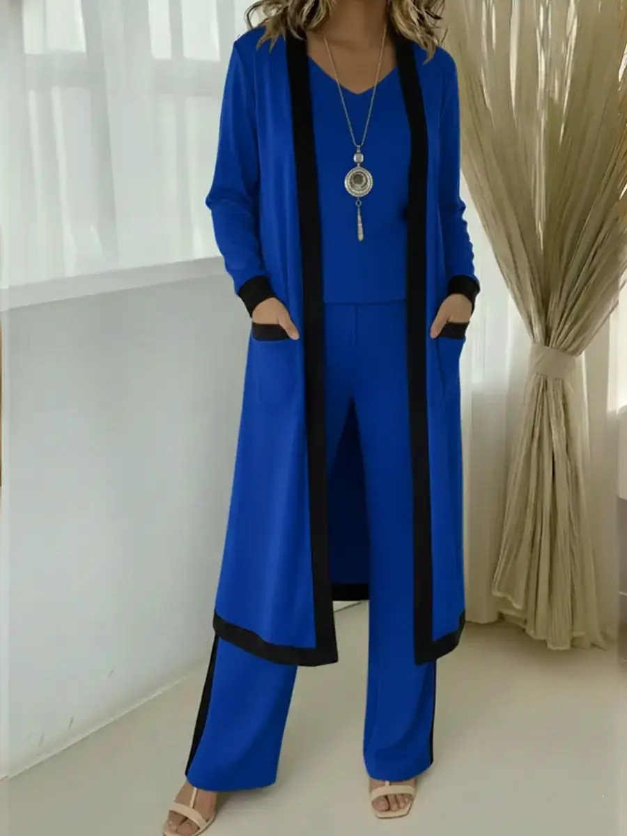 Women's Cozy Cotton Cardigan Vest and Pants Three-Piece Set