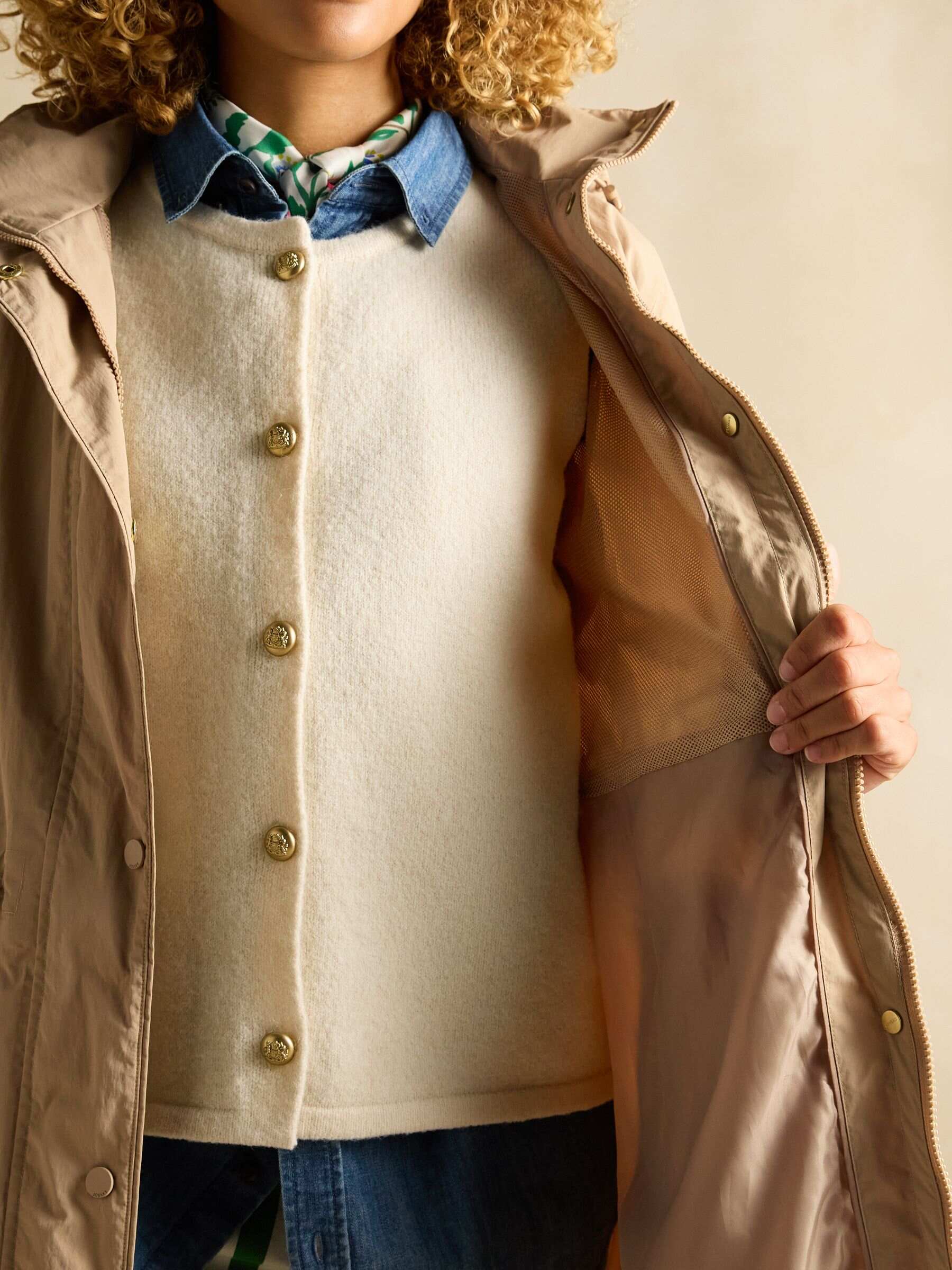 Hensley Tan Brown Waterproof Longline Coat with Packable Hood