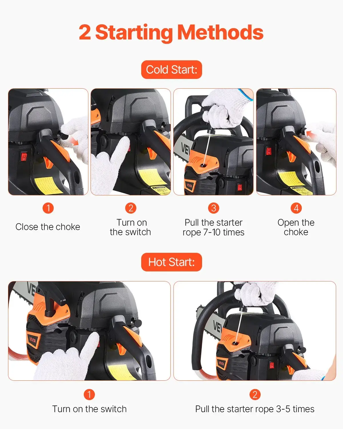 62cc Gas Chainsaw 3.8 HP Gas Powered 20 inch Chainsaw For Wood Cutting