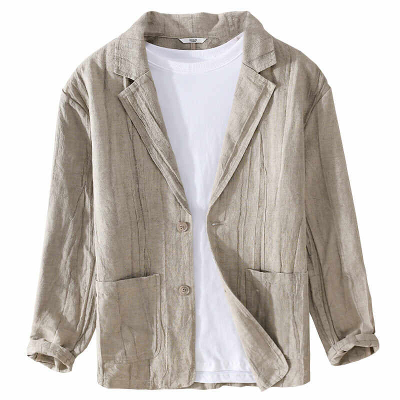 Men's Long Sleeve Linen Loose And Simple Shirt Coat