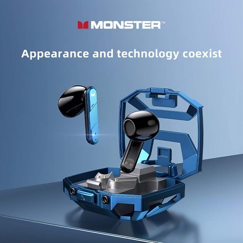 Monster XKT09 TWS Wireless Headphones High Quality Ultra Long Standby,Built-in Mic, Touch Control, USB Charging Case,  Long Hr Battery Earphones, Waterproof For Sport