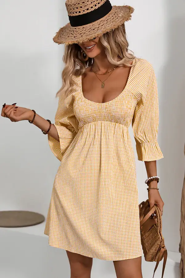 Smocked Bust Short Sleeve Mini Dress
