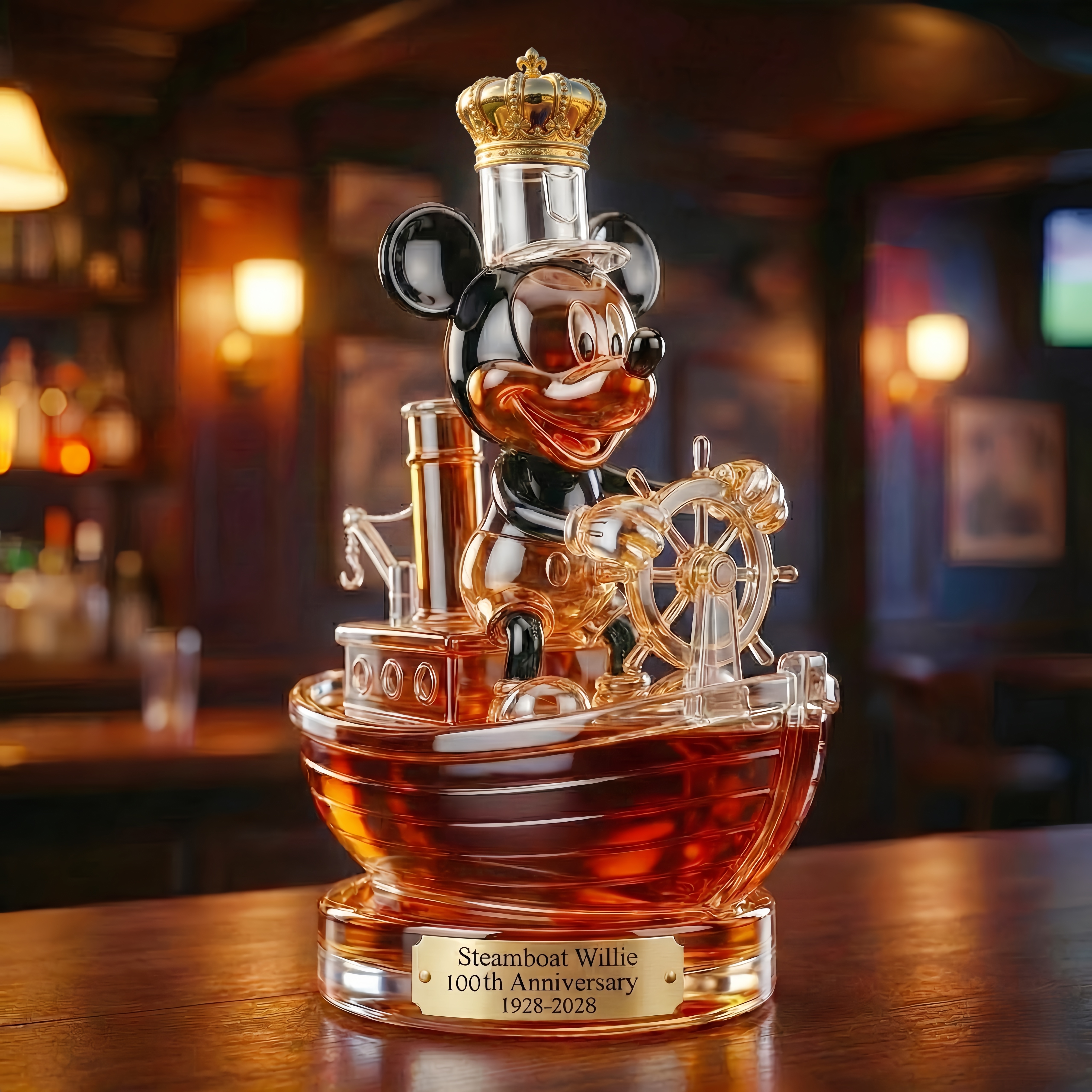 Steamboat Willie 100th Anniversary Commemorative Whiskey Bottle