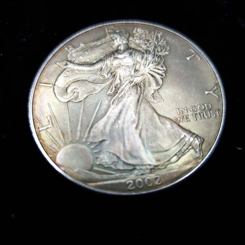 2002   American Silver Eagle   -  1 Oz .999 Silver - Key Date- Dark toning -  ! # 601