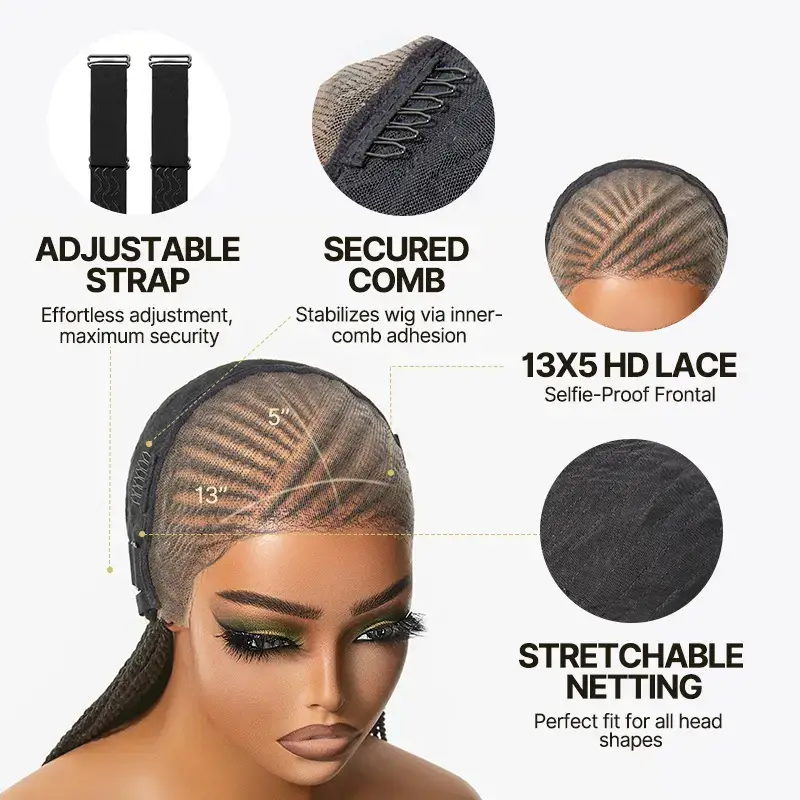 [New Arrival] Frodio Veralux™ Fiber 13×5 Lace Front Glueless Braided Wig – Two-Strand Twist Braids Style, Beginner Friendly
