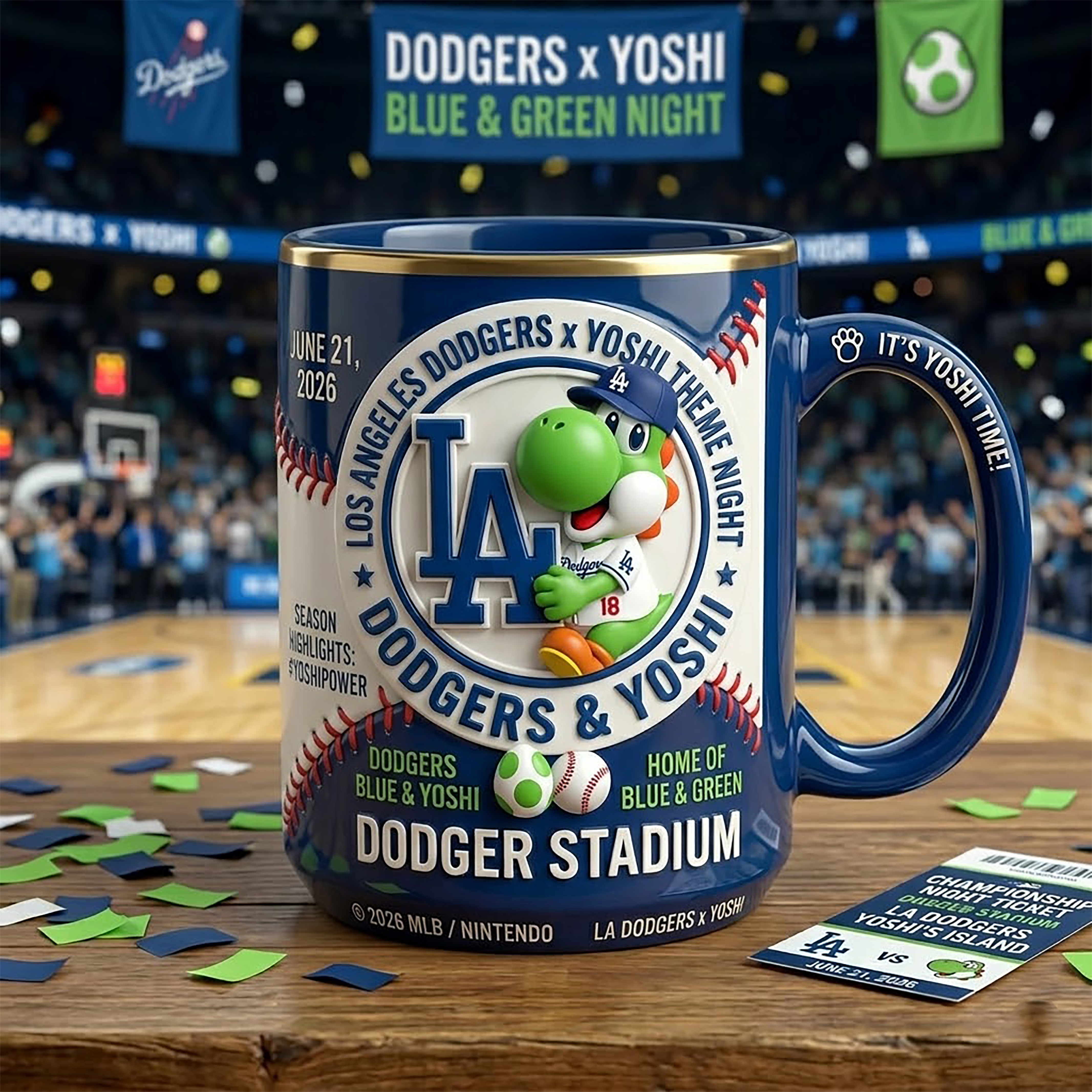 🍄 Dodgers x Yoshi: Blue & Green Night Collector's Mug ⚾️