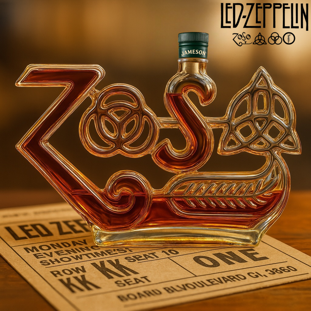 Led Zeppelin Zoso Symbols Whiskey Bottle