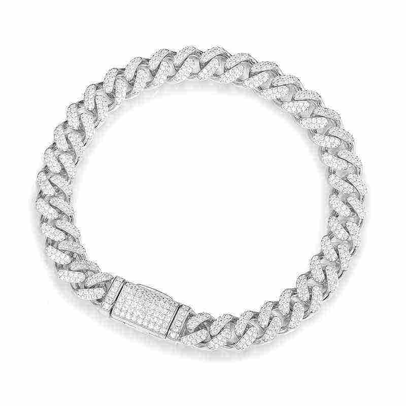 Test10mm S925 2 Rows Moissanite Cuban Link Bracelet