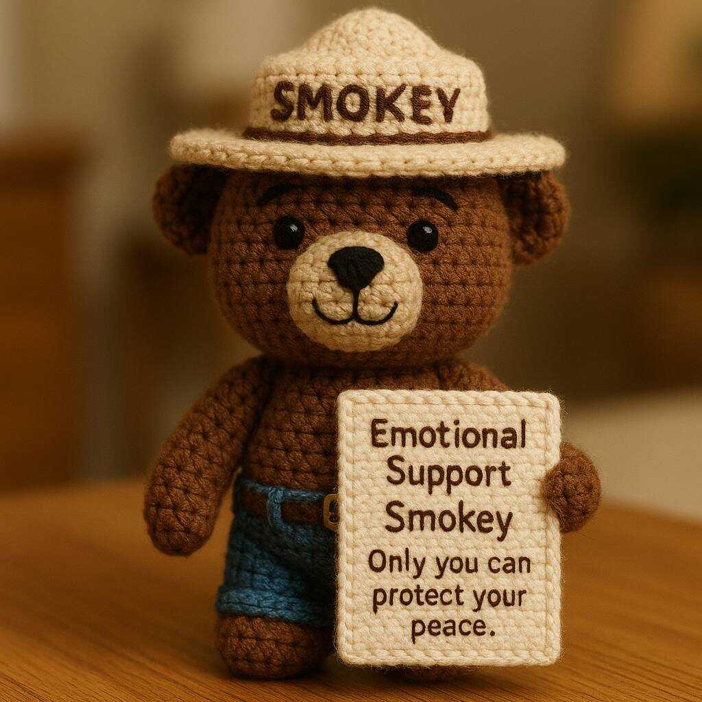 Smokey Bear Emotional Support Crochet Doll