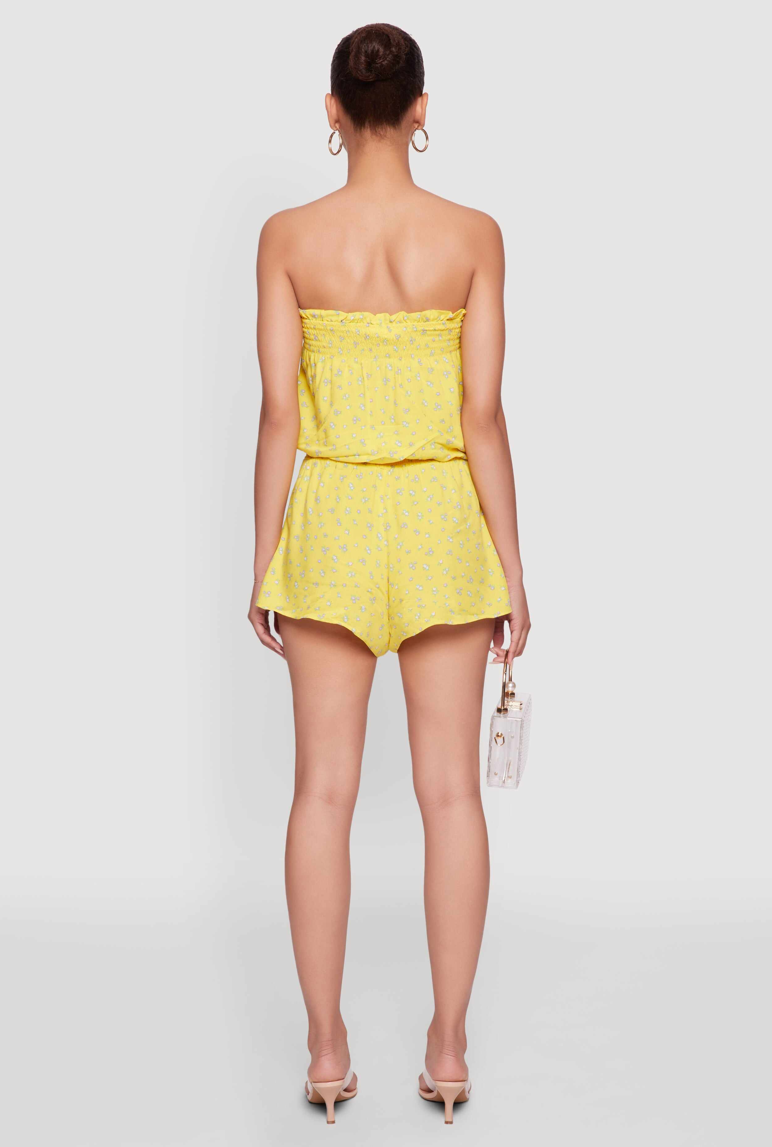 Trendy Ditsy Floral Ruffle Tube Romper