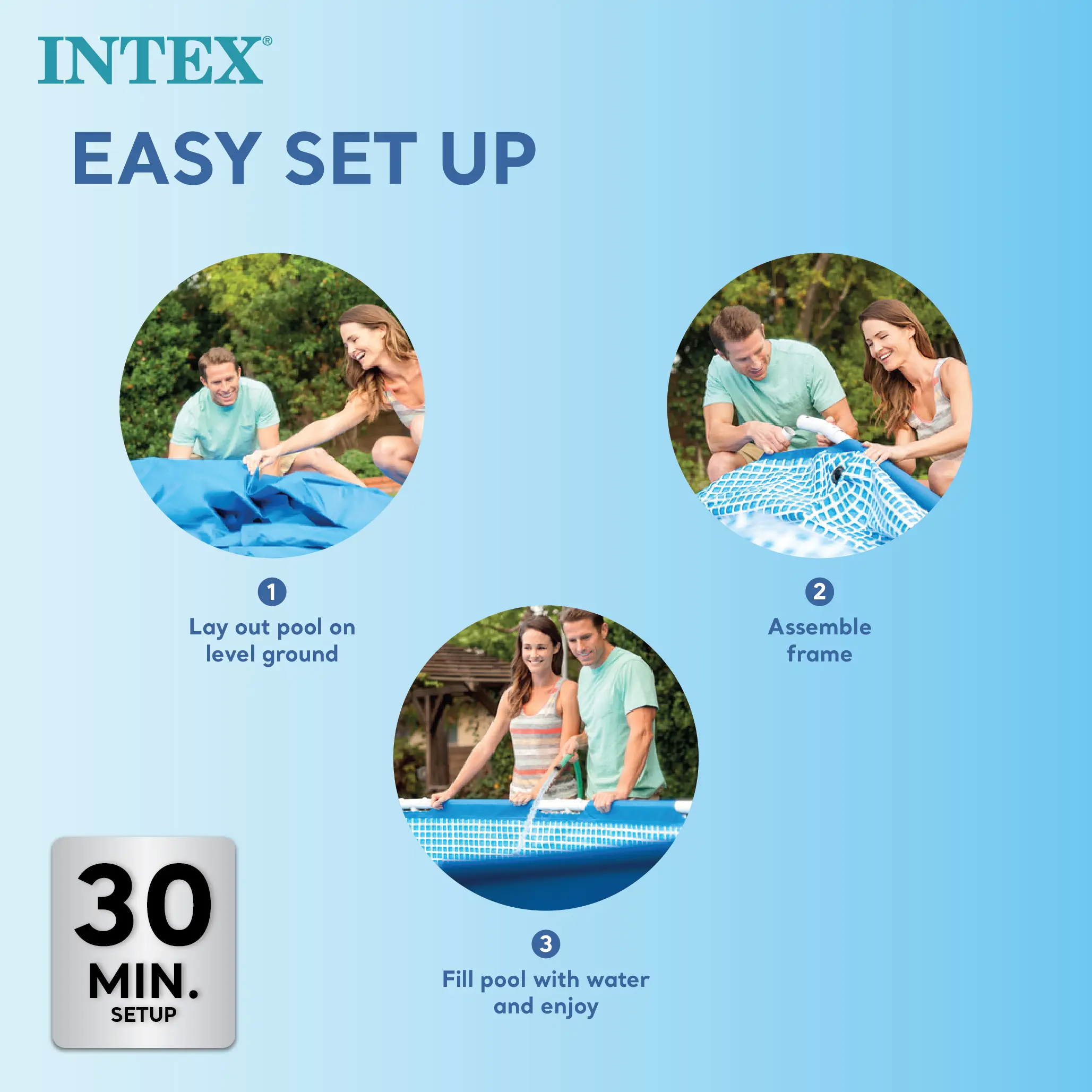 Outdoor Rectangular/Round Frame Above Ground Swimming Pool, Pink/Blue 23-30 Inches Deep (pump not included)