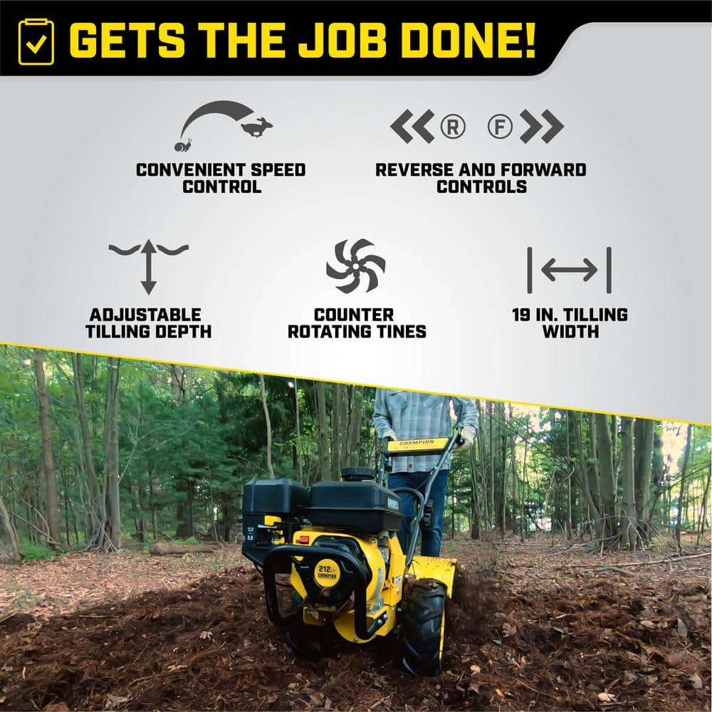 19-inch 212cc four-stroke tiller with self-propelled agricultural tires