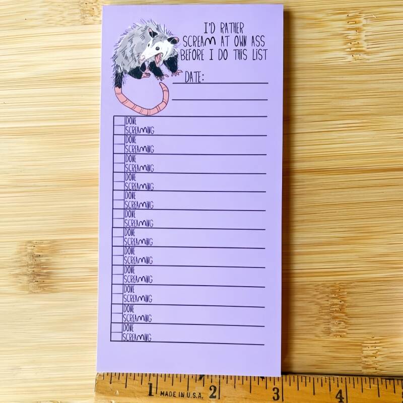 Possum Screaming To Do List Notepad